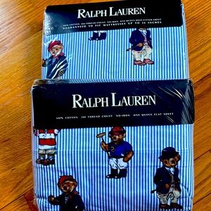 Packaged 1 fitted & 1 flat Queen Ralph Lauren sheets 100% cotton 200Thread count
